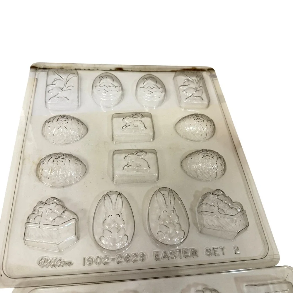 Wilton Candy Molds Lot 5 Easter Christmas Classic 3D Bunny Clear Plastic Set